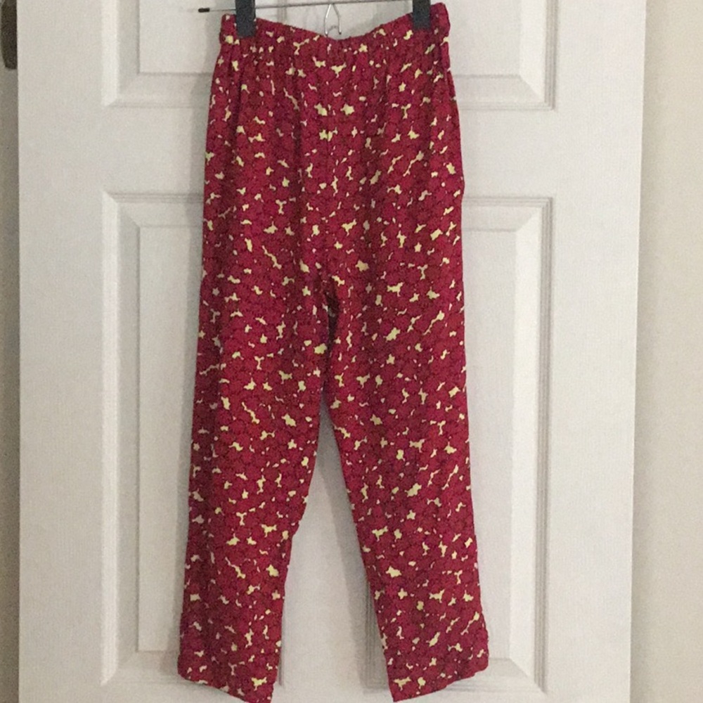 Marni red/yellow cropped drawstring elastic waist pants with slit side pockets